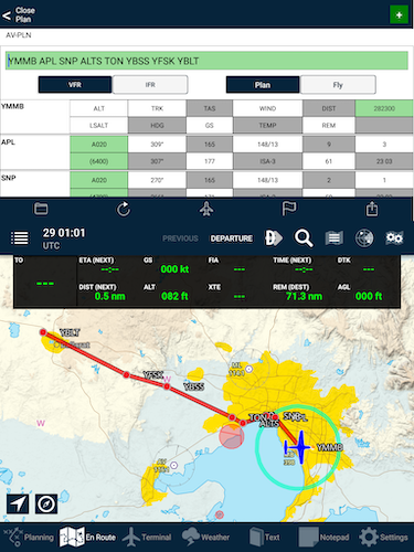 Flight plan above the map on an Android tablet in portrait orientation
