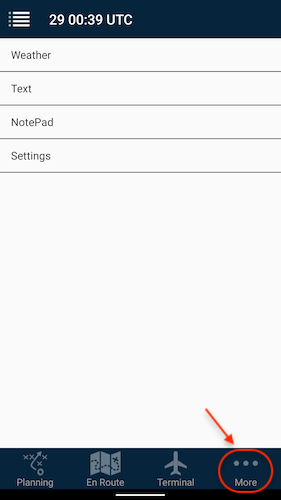 More tab on an Android phone