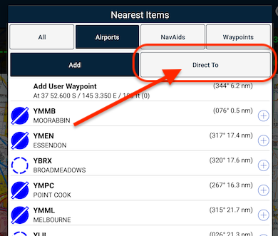 Direct To enabled in Android Nearest Items