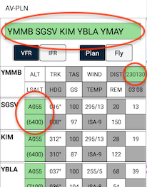 Green editable fields in the flight log