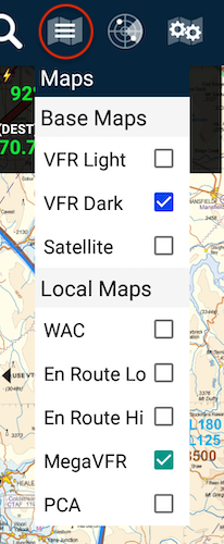 Map Selection menu on Android