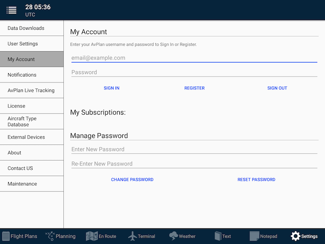 My Account page