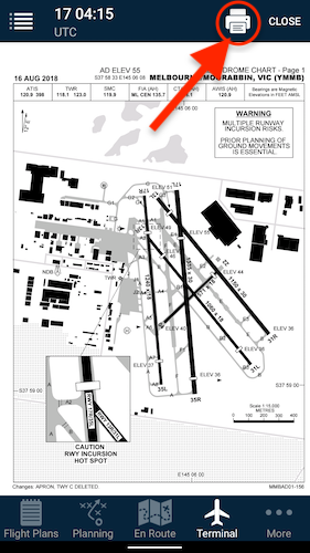 Print control for an airfield document on Android