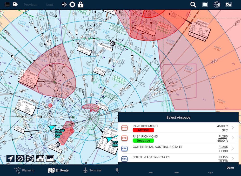 Select Airspace list on Apple