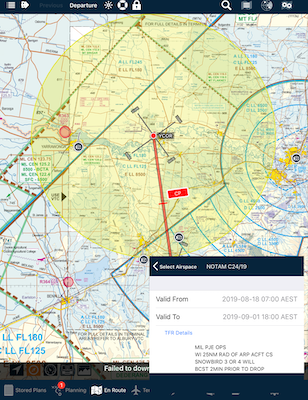 Upcoming NOTAM-activated airspace on Apple
