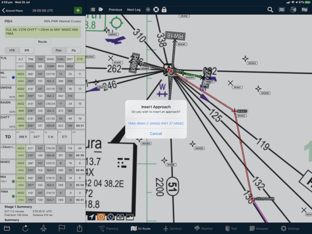Adding An Rnav Approach To A Flight Plan interface on Apple