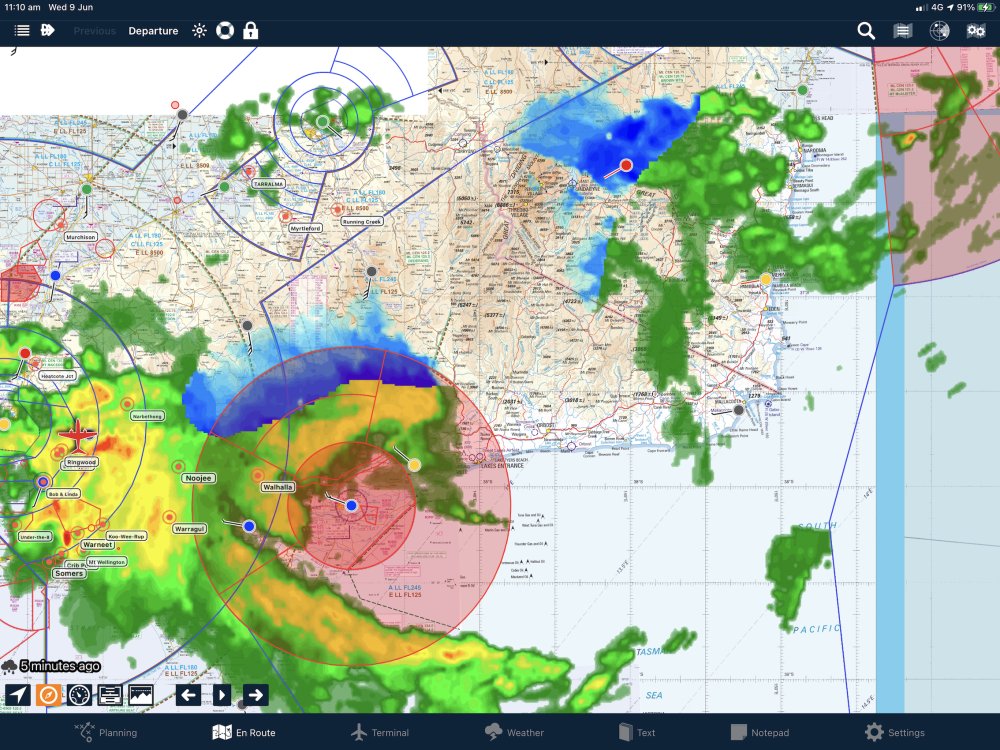 Weather radar displayed on the Apple map