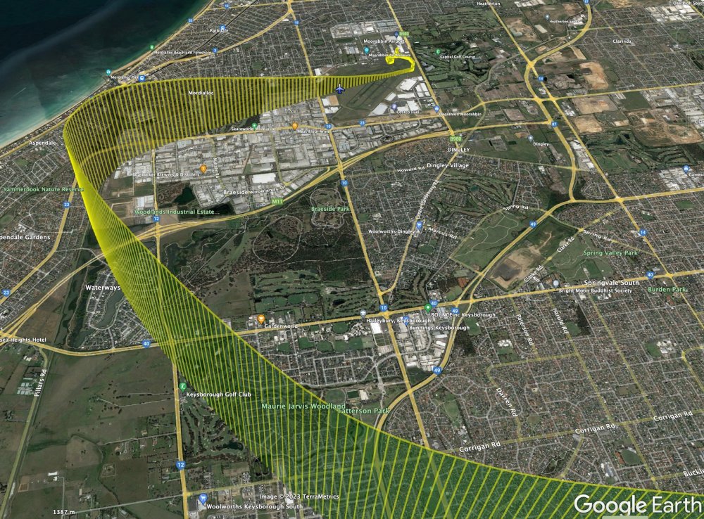 Exported AvPlan track displayed in Google Earth