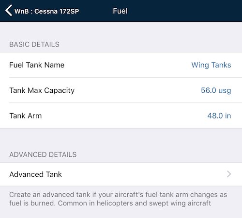 Fuel tank entry on Apple
