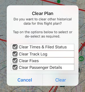 Clear Plan options
