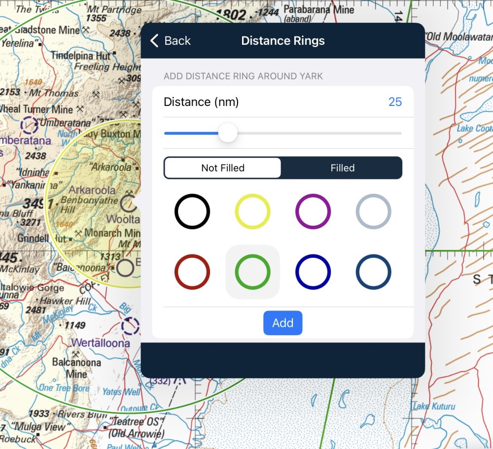 Distance Rings Around A Location interface on Apple