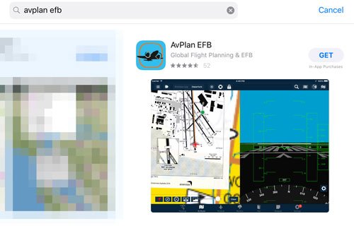 AvPlan EFB listing in the iOS App Store