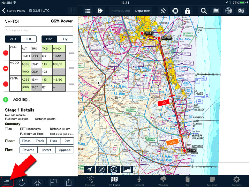 Flight plan in Edit Mode on Apple