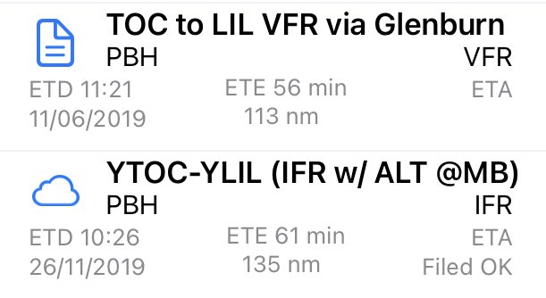 Flight-plan summary in the Apple library