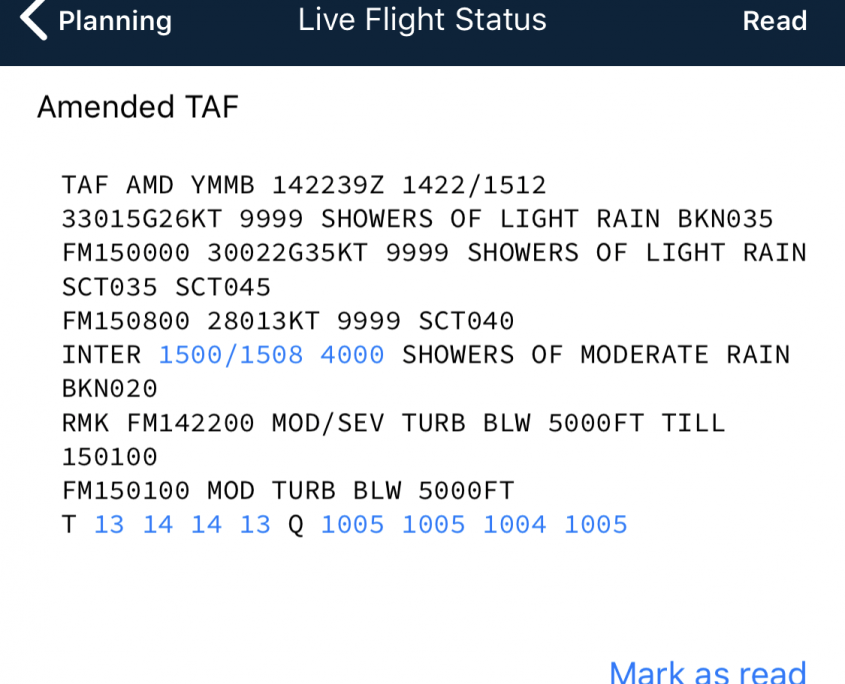 Flight Status messages on Apple