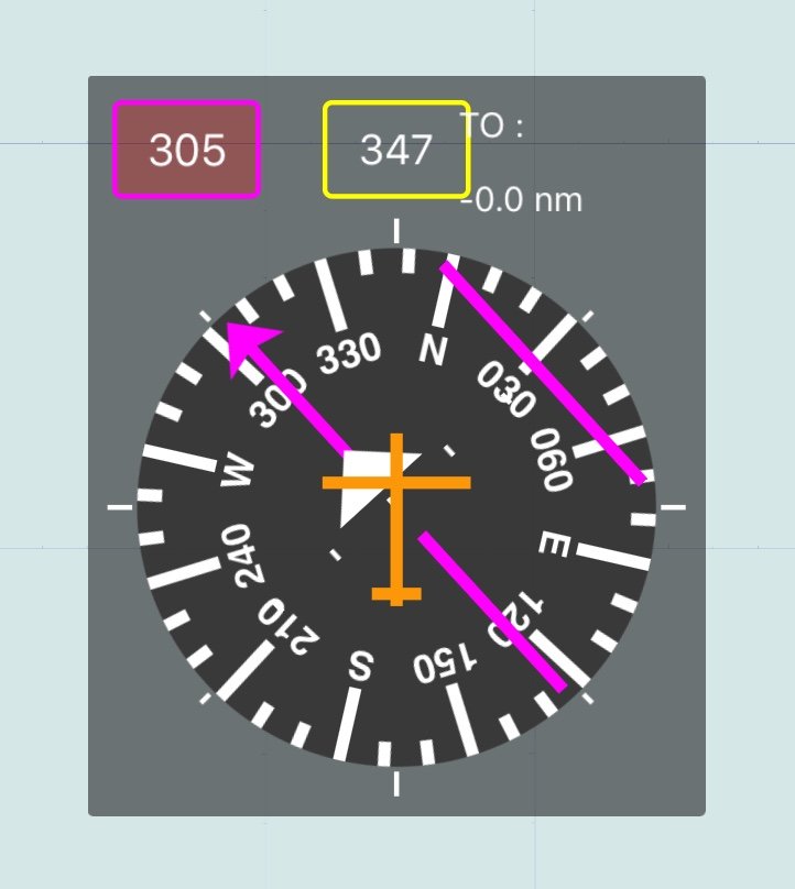 Horizontal situation indicator over the En Route map on Apple