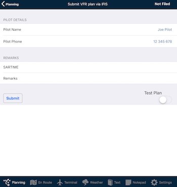 Submit flight plan via IFIS