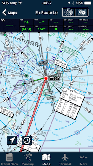 AvPlan EFB full-screen layout on an iPhone