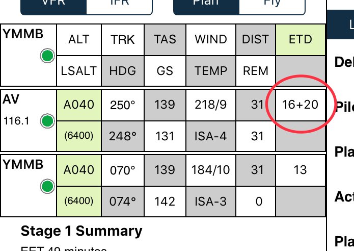 Flight-plan time updated for a leg delay on Apple