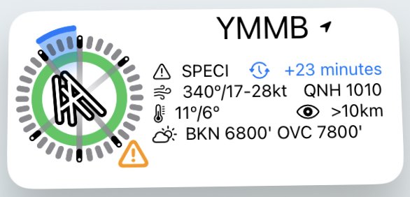Metar Widgets interface on Apple