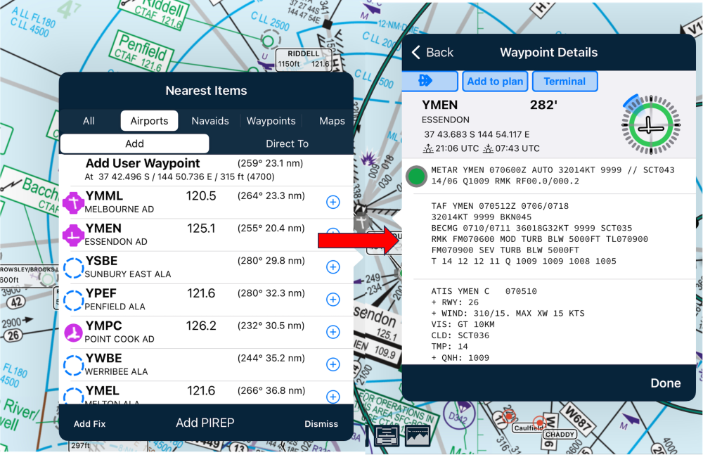 Nearest Items and Waypoint Details on Apple
