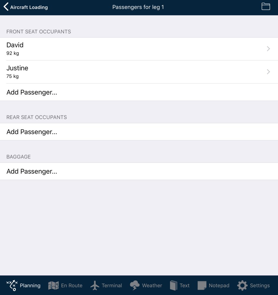 Passenger manifest entries in Apple 9.x