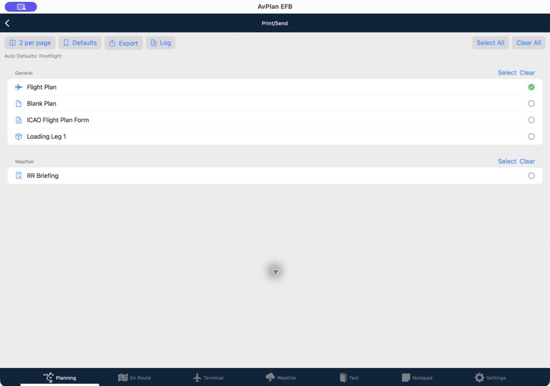 Print and Send document selection in Apple 10.x