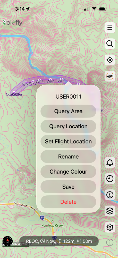Geometry menu on Apple showing the Query Area control