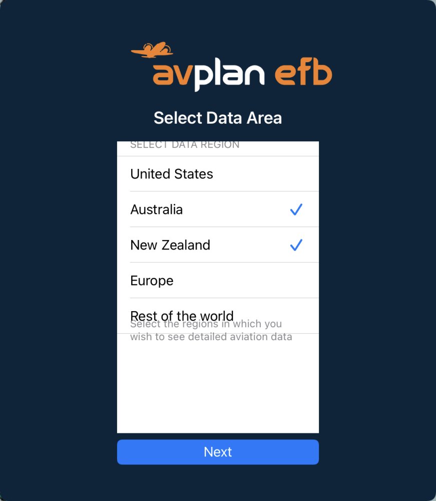 Default data area selection on iOS