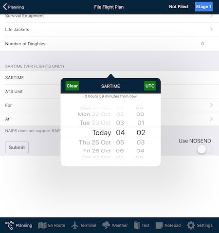 Submit Icao Flight Plan Via Naips interface on Apple