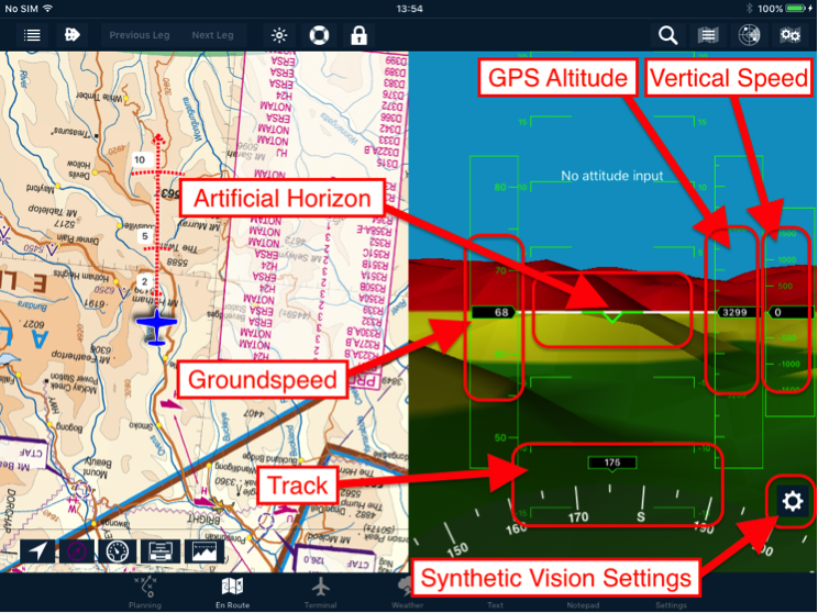 Synthetic Vision beside the map in Apple 9.x