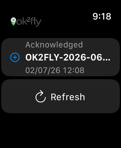 Acknowledged operation plan and Refresh control on Apple Watch
