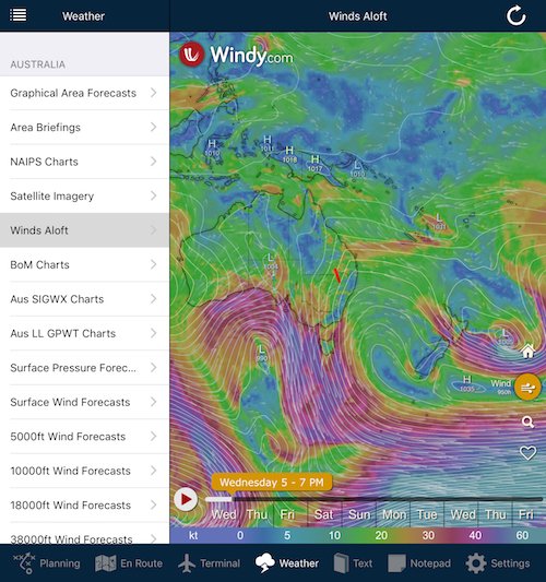 Windy winds-aloft map on Apple