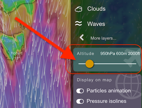 Windy altitude slider on Apple