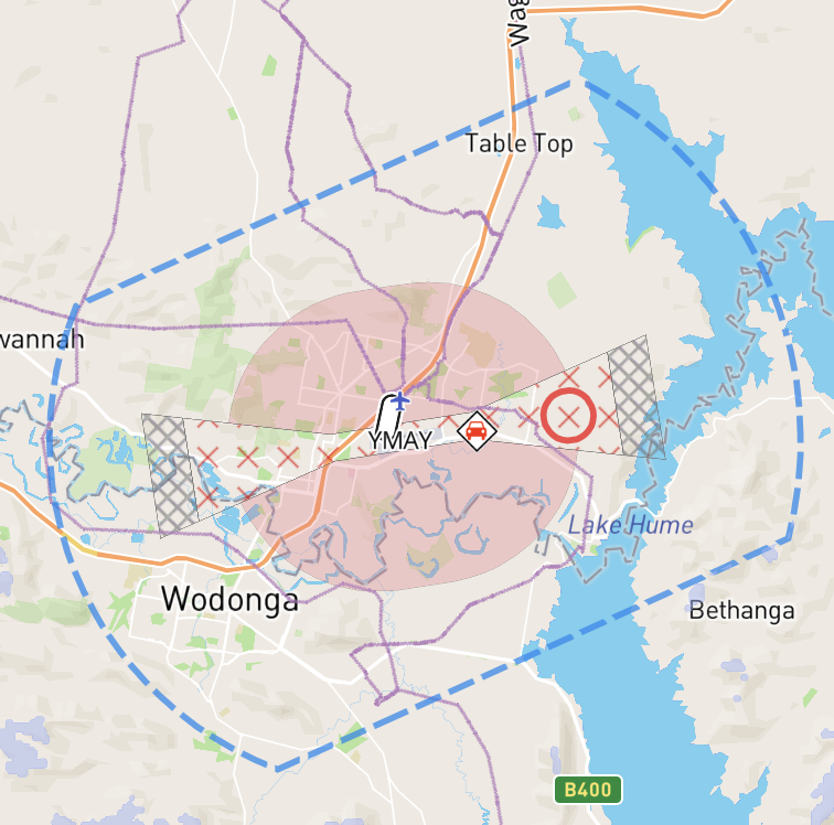 Controlled airfield envelope around an airfield and its runway approaches
