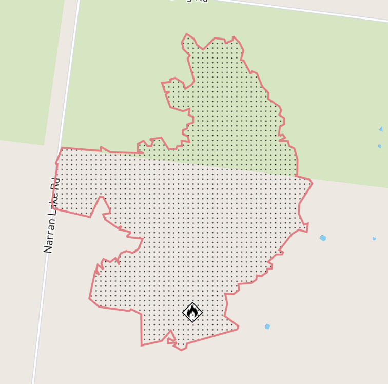 Emergency-services activity symbol with an outlined and filled affected area