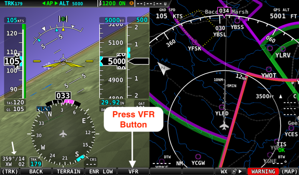 VFR layer selected in Dynon SkyView Classic layer options