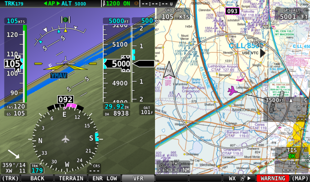 AvSoft VFR map displayed on Dynon SkyView Classic