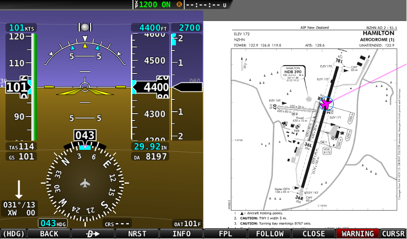 Aerodrome chart displayed in the Dynon SkyView map pane