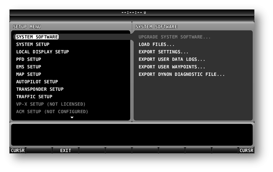Enter Full Screen Setup Menu option on Dynon SkyView