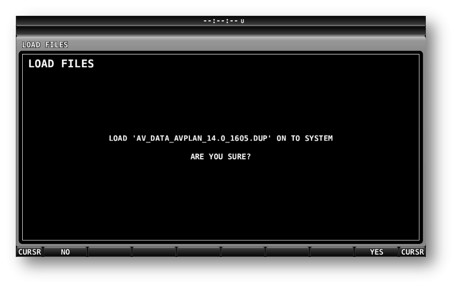 Dynon SkyView database load confirmation prompt